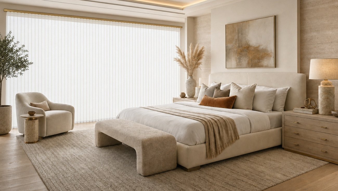 Smartdrape shades bedroom gilbert az - Pearl & Co Soft fabric shades in a calm Gilbert AZ primary bedroom